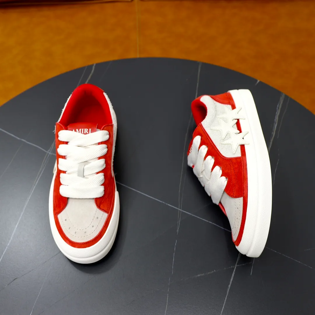 Men's men's shoes 💰540💰🔥🔥🔥 Couple style Amiri2024 new sports and casual shoes, casual, fashionable and versatile flat-soled moral training shoes. Classic color combination + perfect shoe shape, Amiri’s classic Logo star makes you and I fall in love. Imported cow suede leather makes the shoes more high-end. Recommended by major celebrities, bloggers and internet celebrities.   Color: black, off-white, blue, pink, red. Size: Women’s 35-40 (41 is custom-made and non-returnable) Men’s 38-44 (45 and 46 are custom-made and non-refundable)